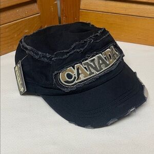 Canada Patch Black Distressed Cap 🇨🇦